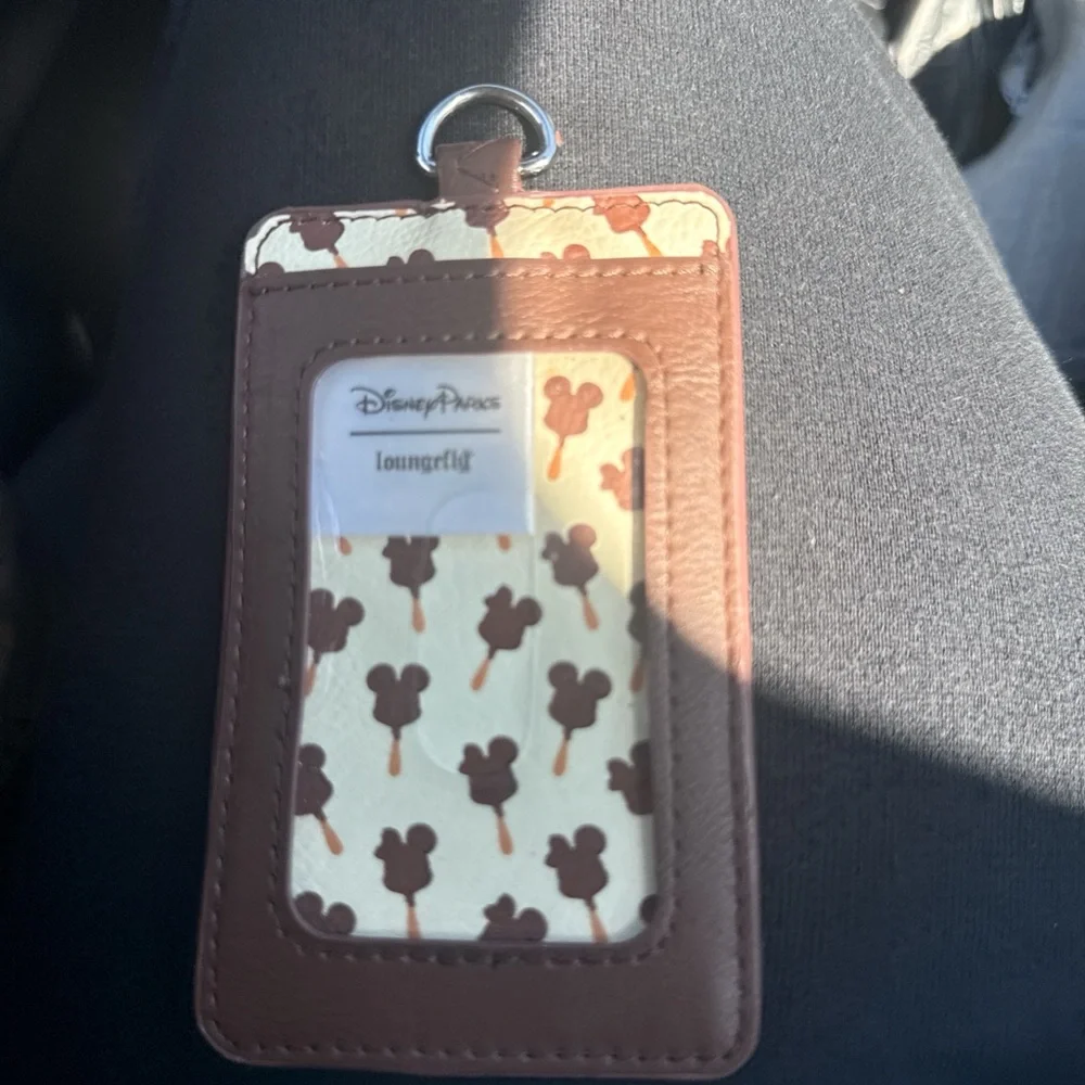 loungefly Brown & Cream Mickey Ice Cream Pattern Phone Card Holder